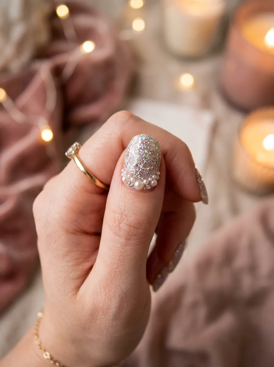 Glitter Base With Pearl Accents