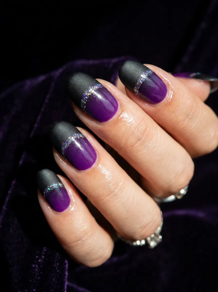 Purple and Black Ombre With Glitter Line