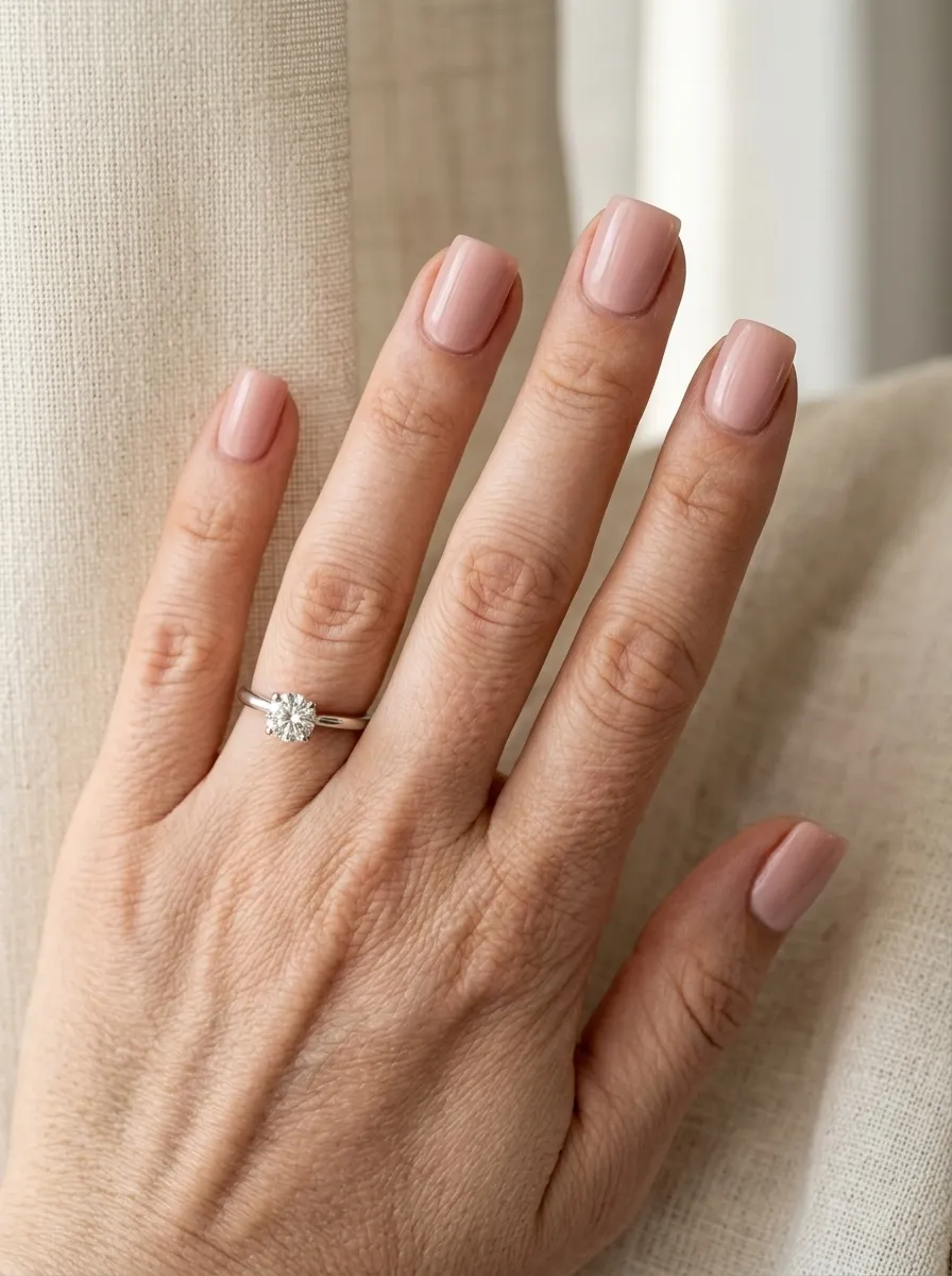 Soft Blush Pink Square Nails