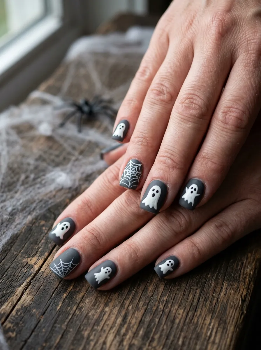 Ghost Nails with Cobwebs