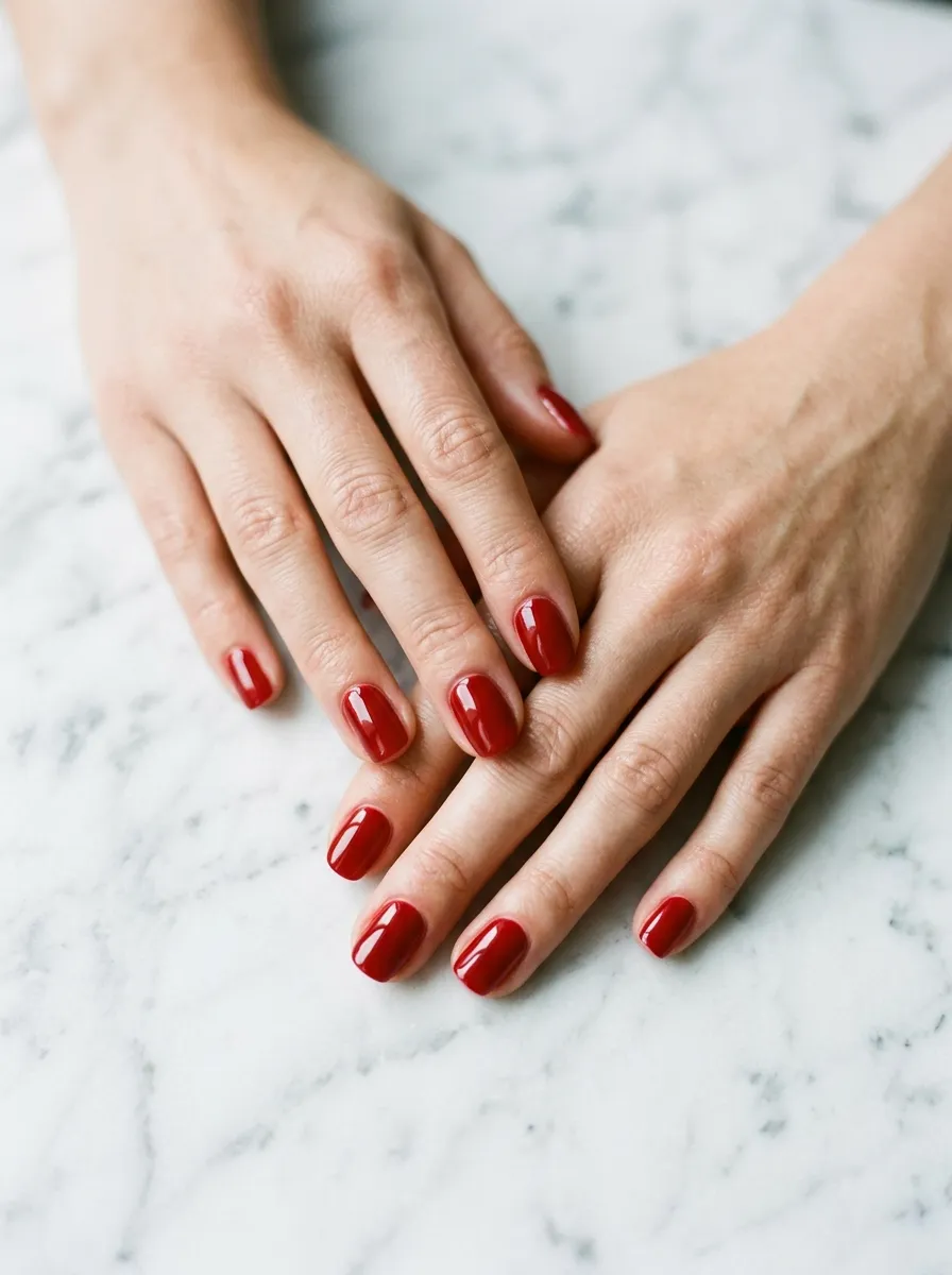 Classic Red Glossy Nails