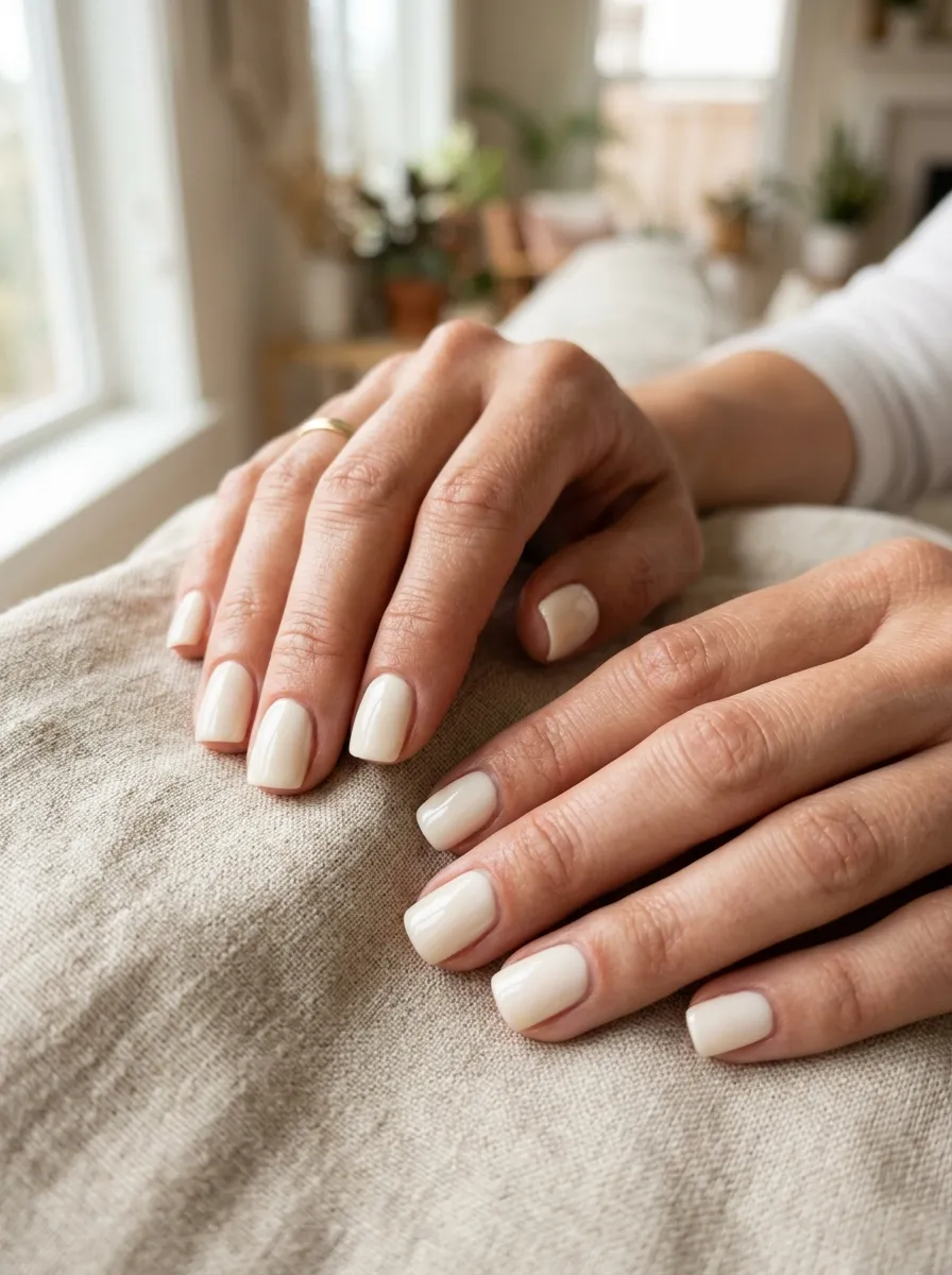 Classic Cream Square Nails