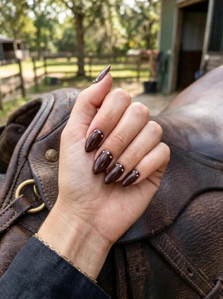 Chocolate Brown Base with Silver Studs