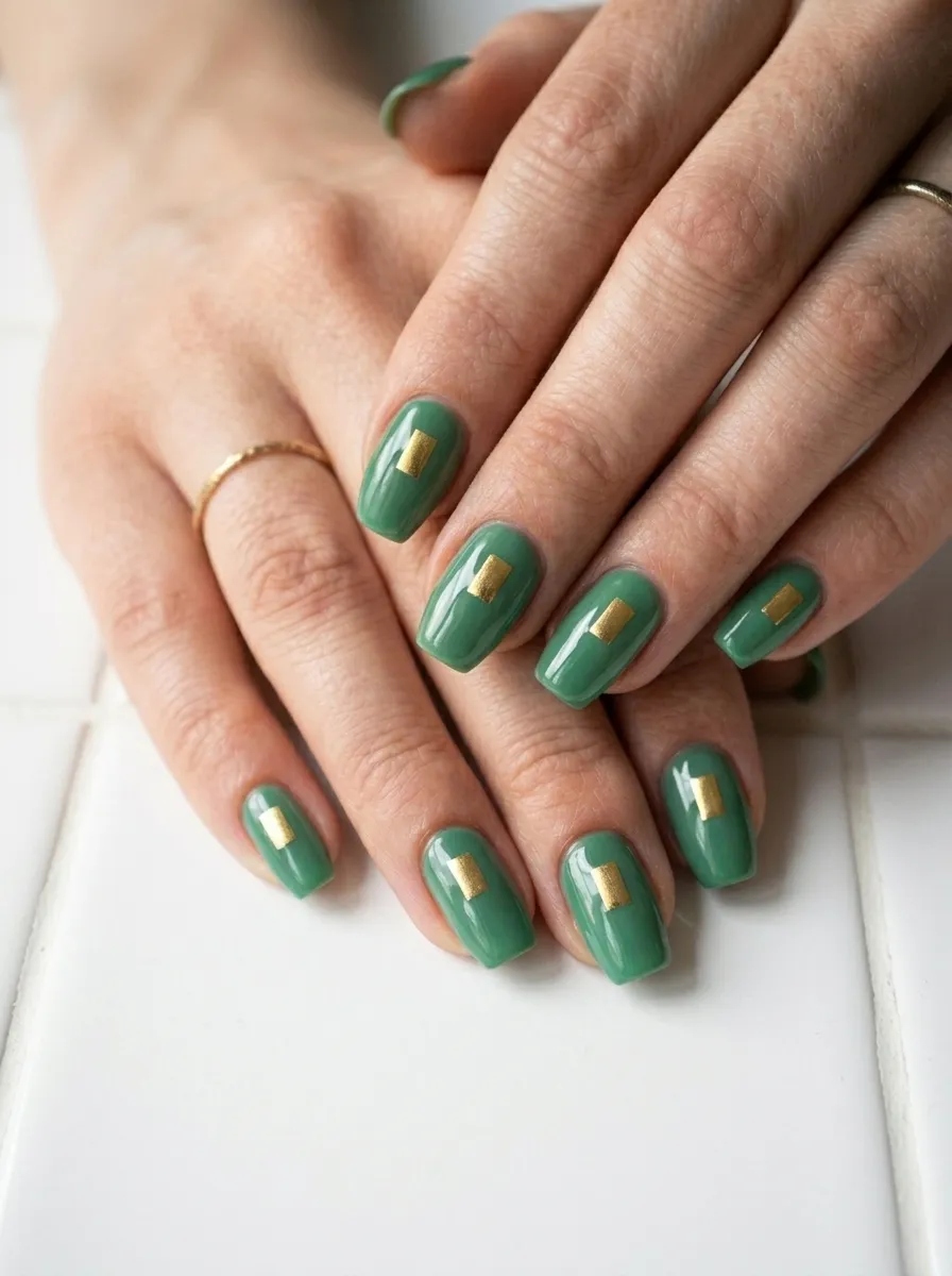 Jade Color Block With Gold Square