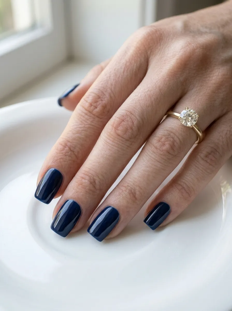 Deep Navy Square Nails
