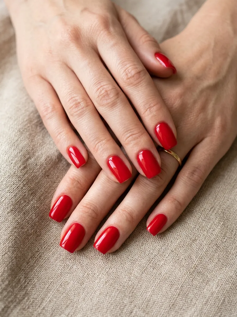 Red Squoval Nails