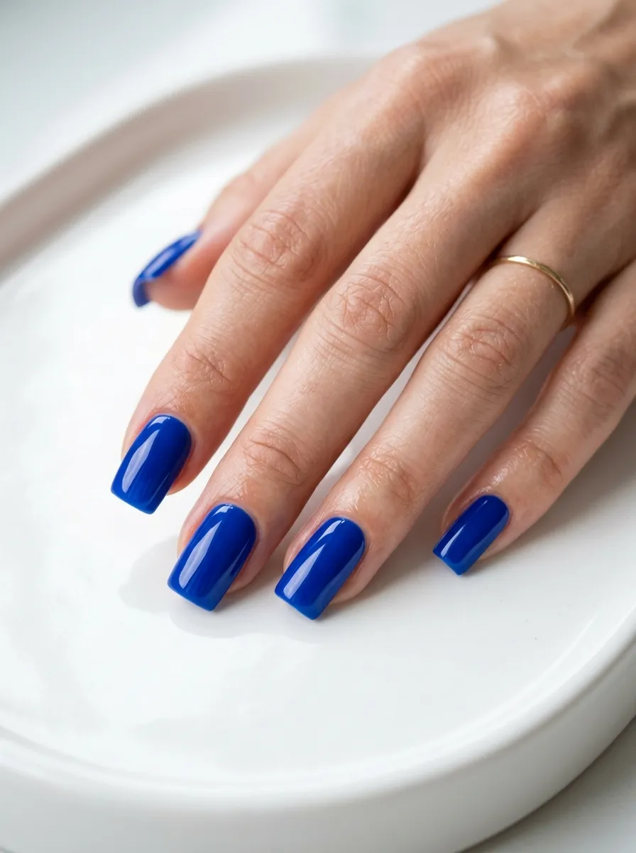 Cobalt Blue Square Nails