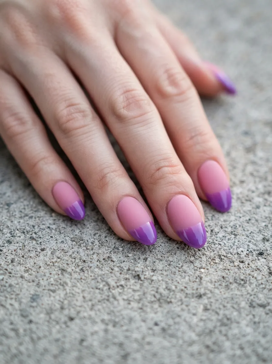 Matte Pink to Glossy Purple Ombre