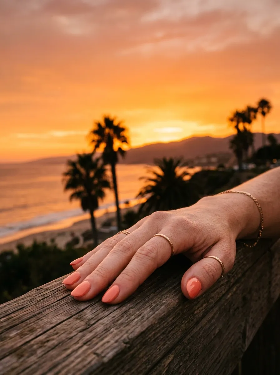 Soft Coral Sunset Nails