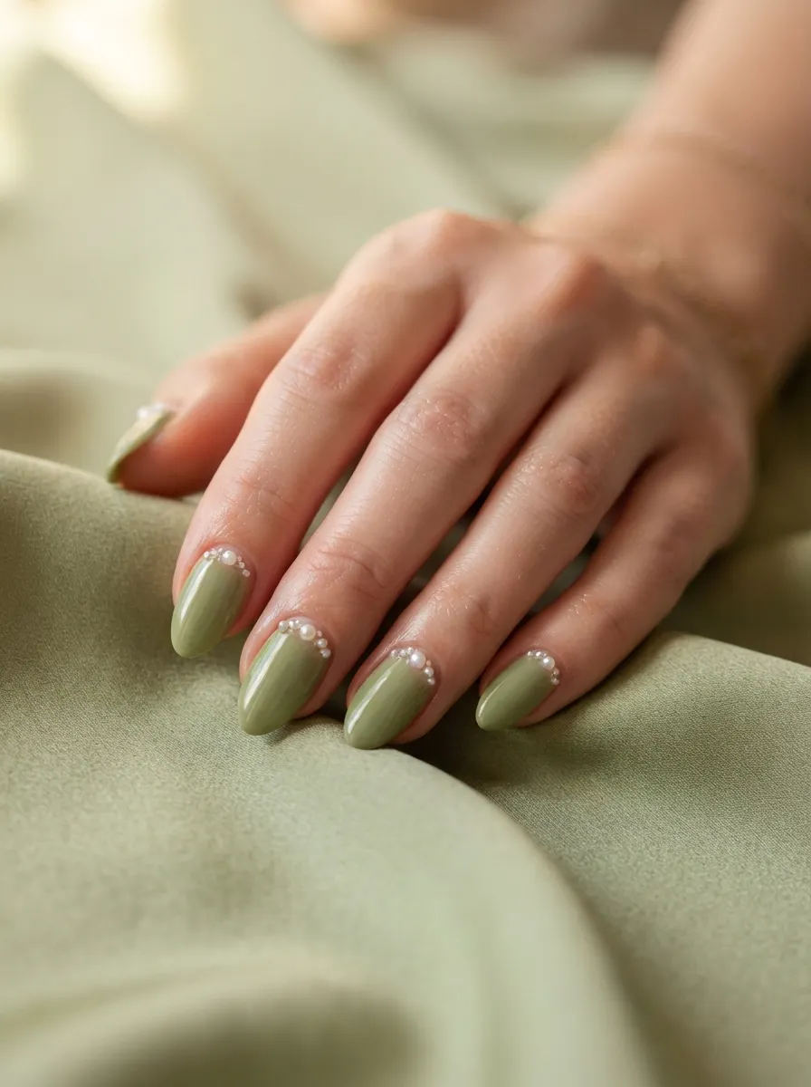 Matcha Green with Pearl Dots
