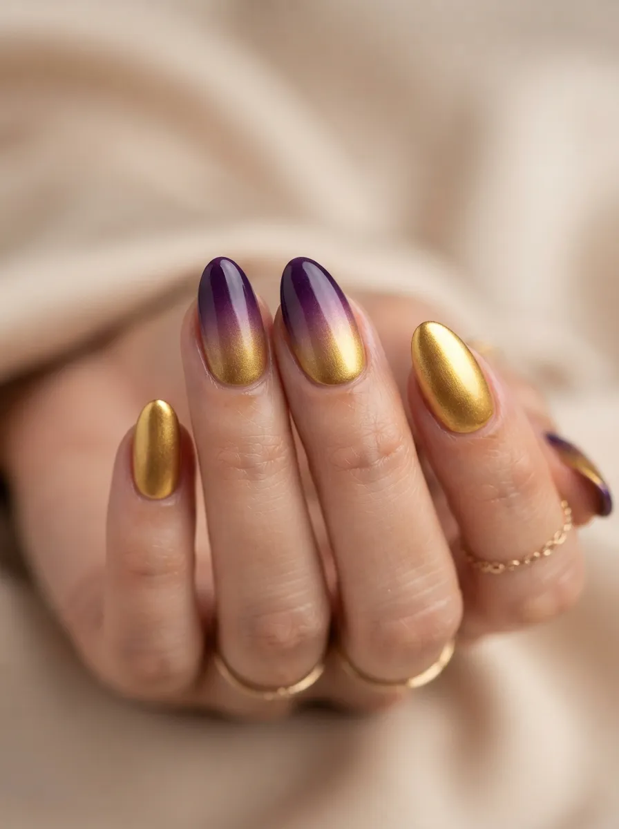 Purple Ombre Fade Into Gold Tip