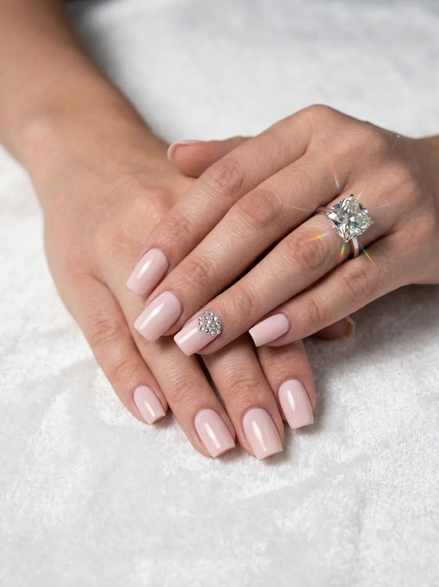 Rhinestone Accent Square Nails