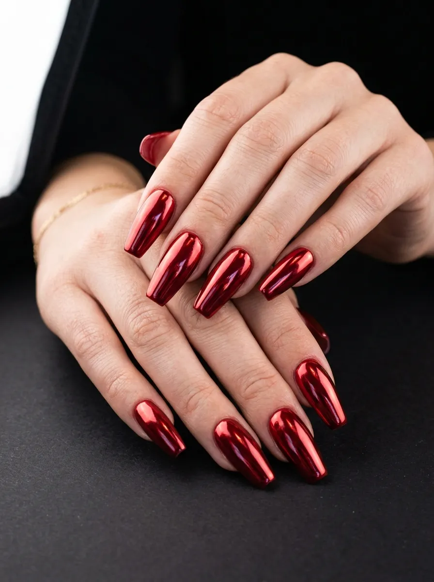 Red Metallic Nails