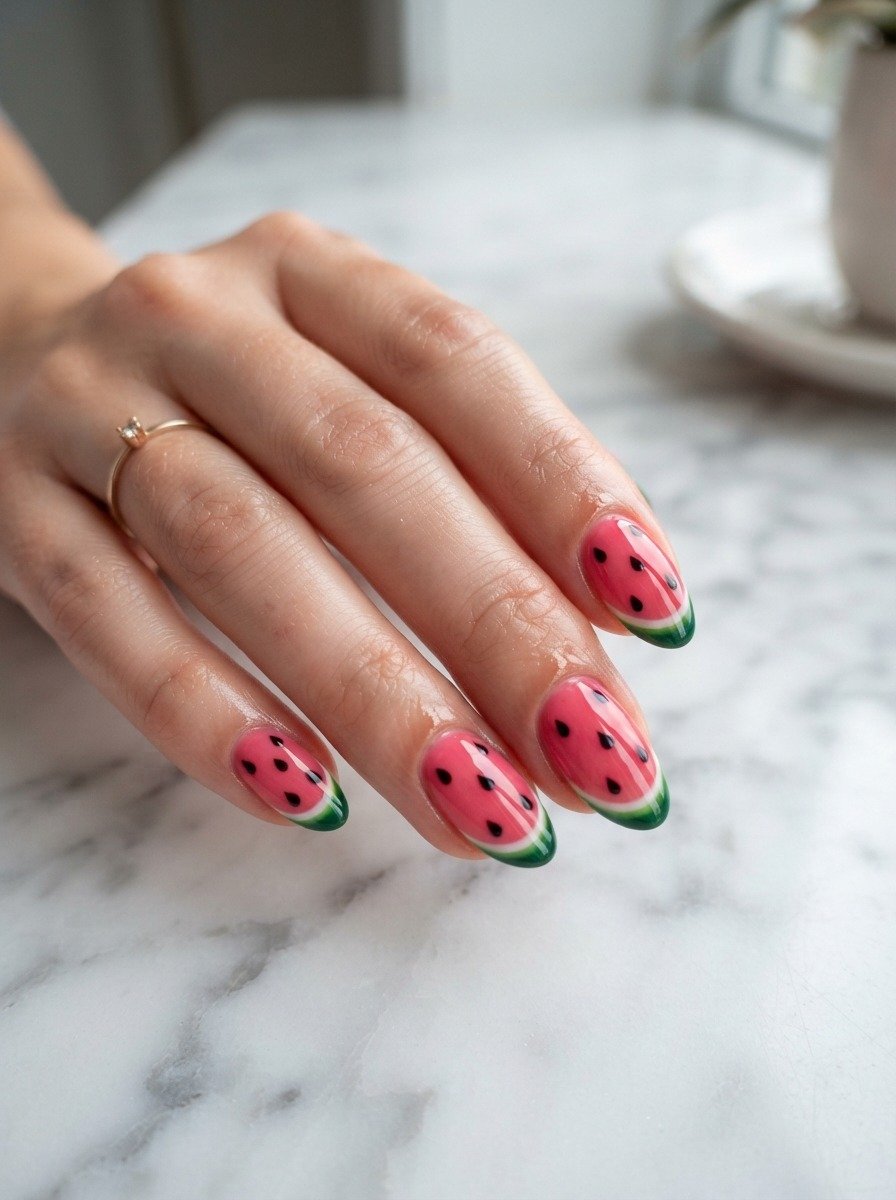 Watermelon Gel Polish Manicure