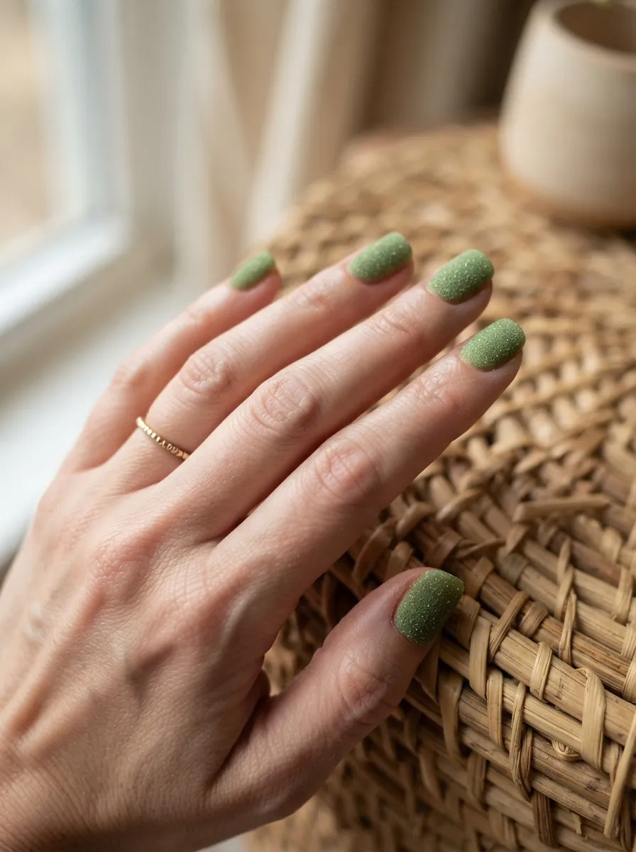 Matcha Green Textured Nails