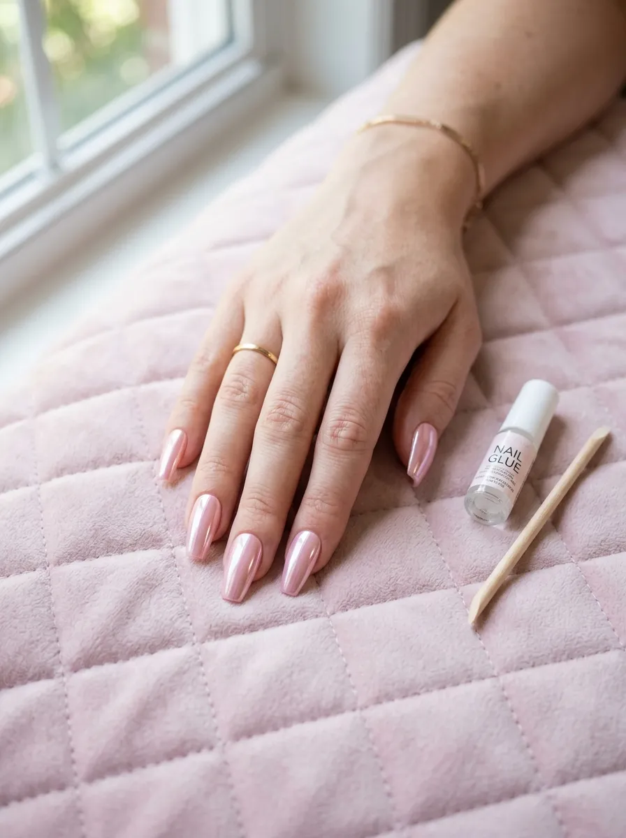 Pink Chrome Press-On Nails