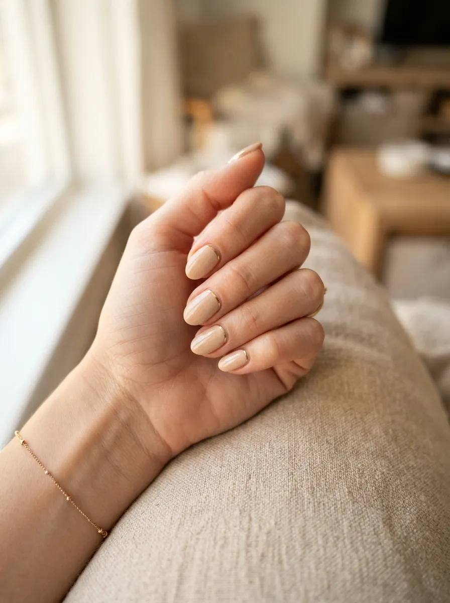 Nude with Gold Line Accent