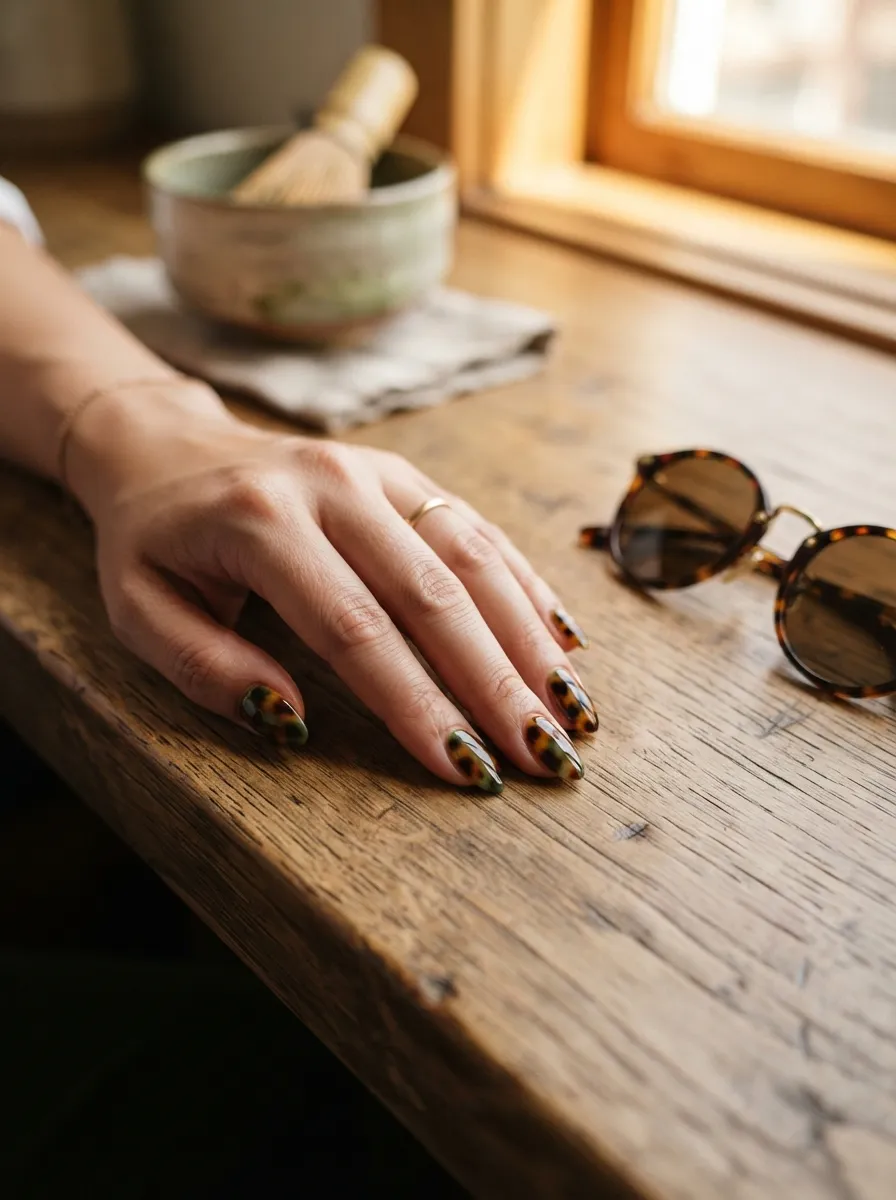 Matcha Green with Tortoiseshell Print