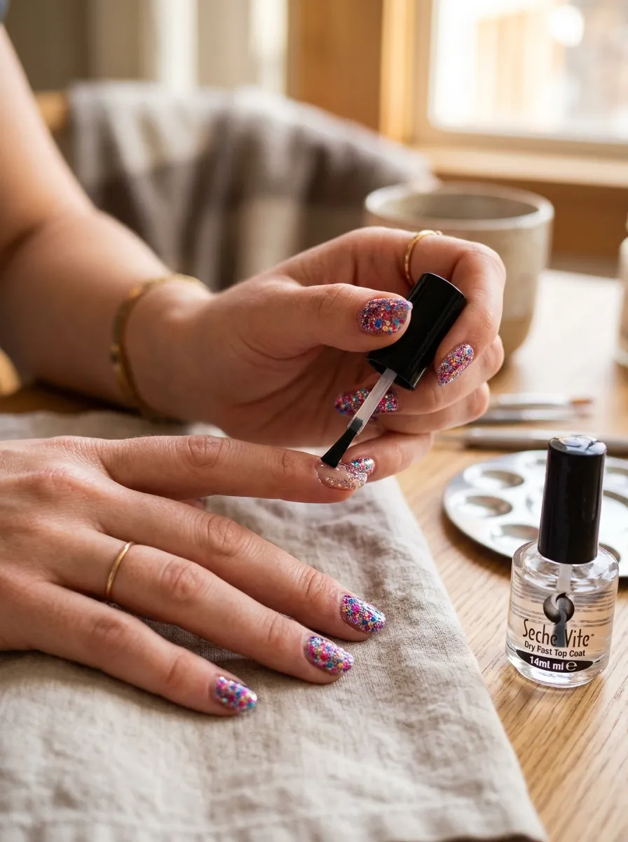 Long Lasting Glitter Top Coat Layer