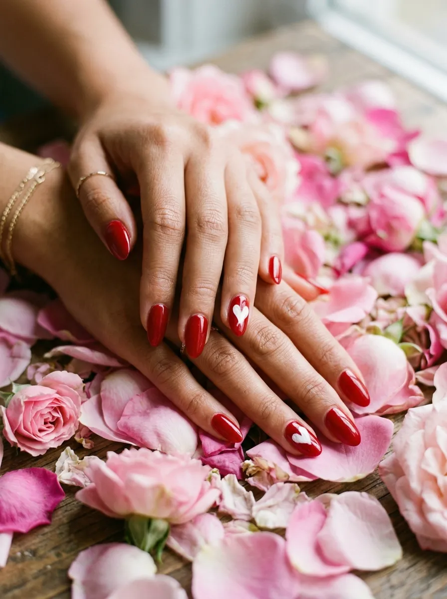 Red Heart Nail Art