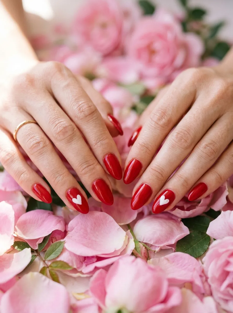 Red Nude Combo Nails
