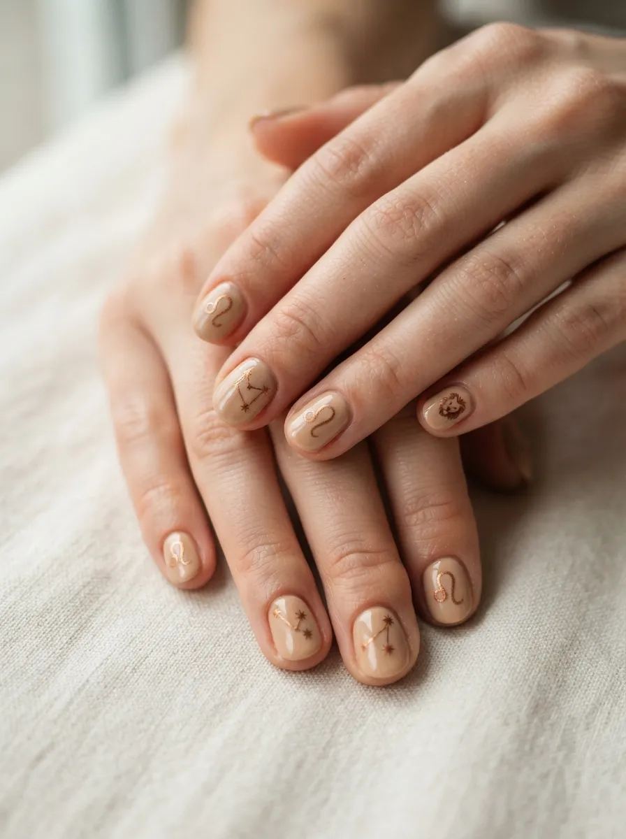 Warm Nude with Tiny Zodiac Symbols