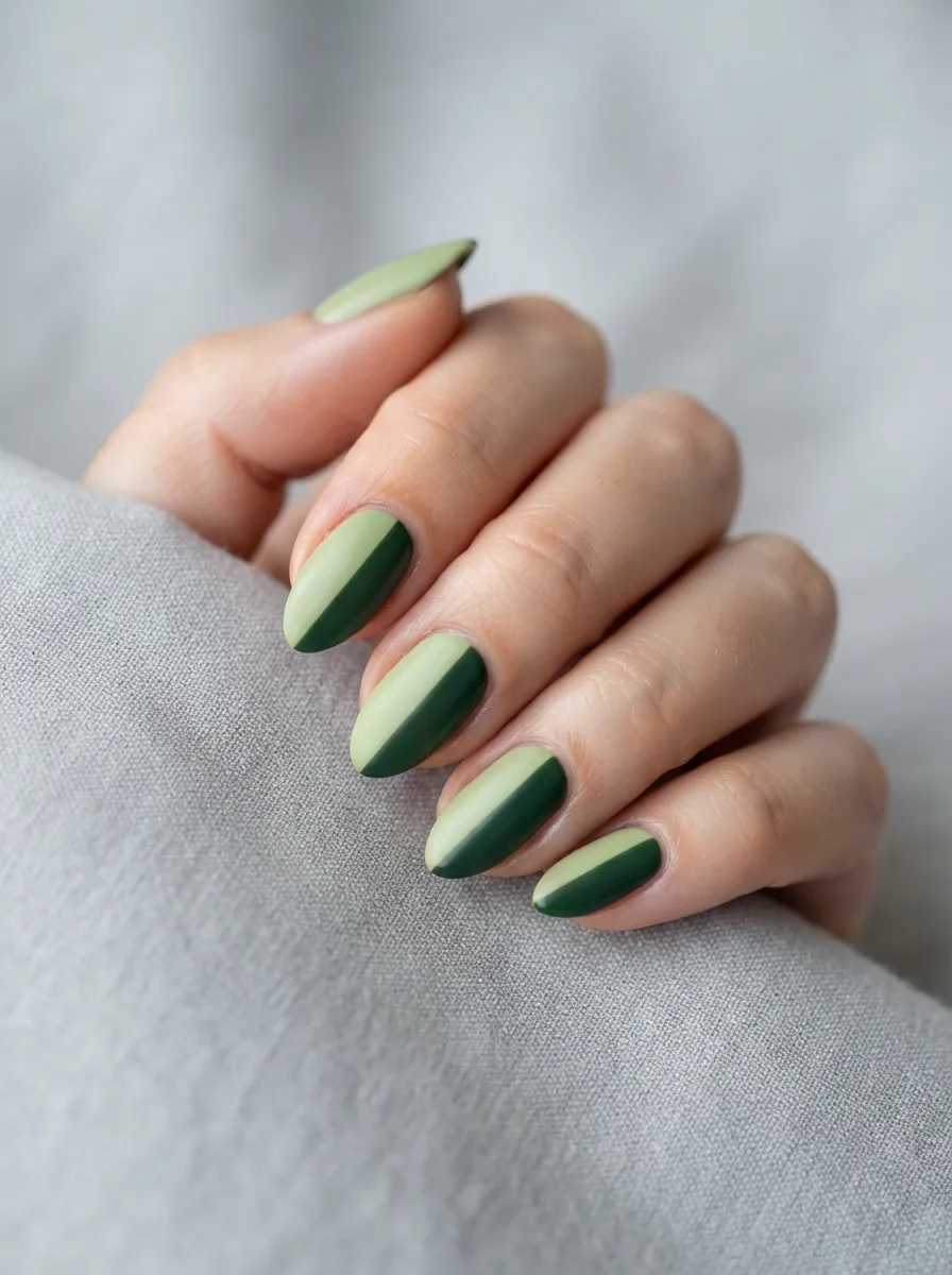 Matcha Green Two Tone Nails