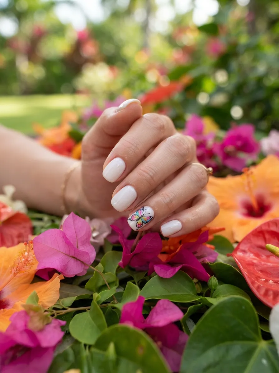 Tropical Butterfly Nail Art