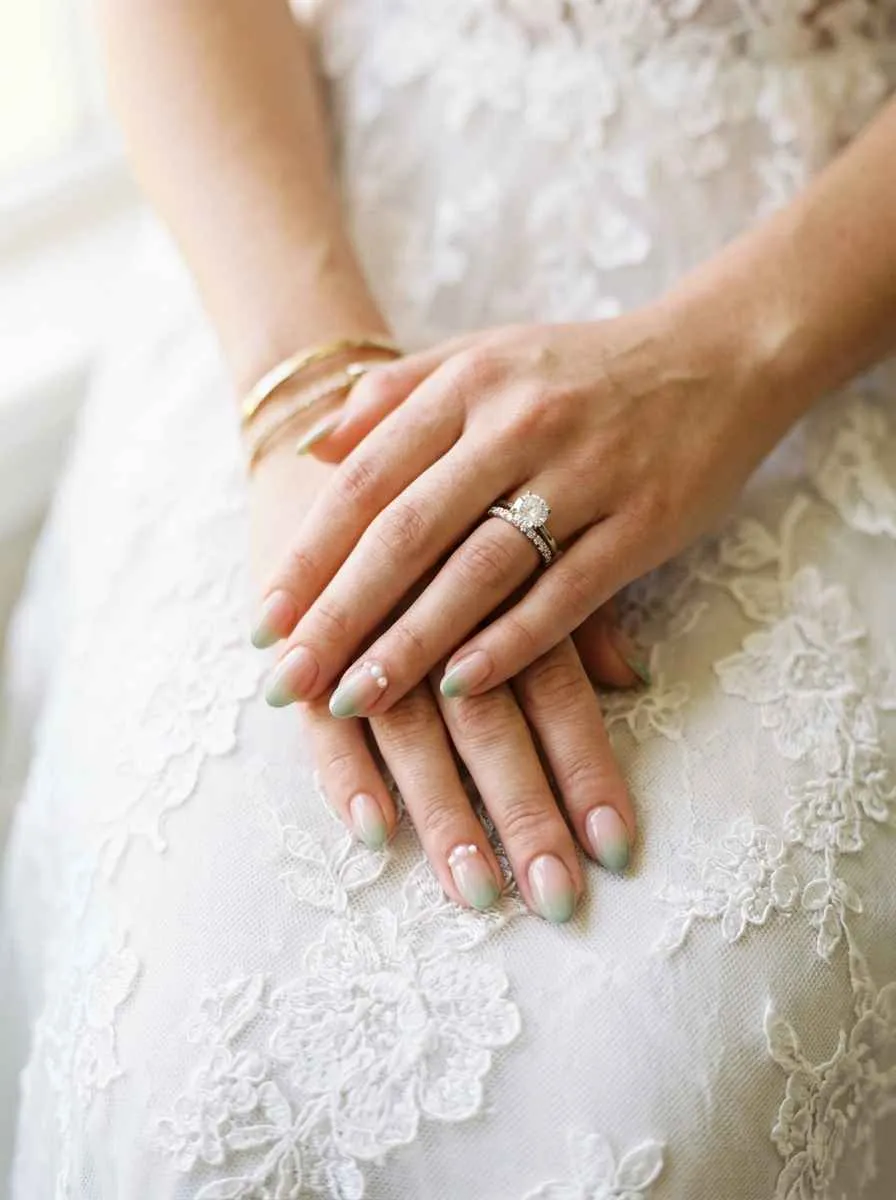 Pink and Green Ombre Nails for Weddings