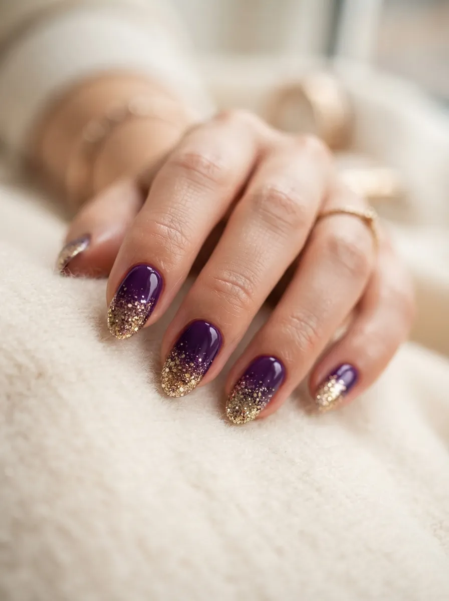Gold Glitter Ombre With Purple Base