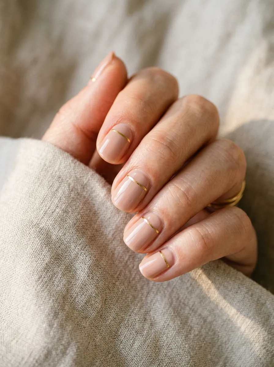 Nude with Gold Line Accent