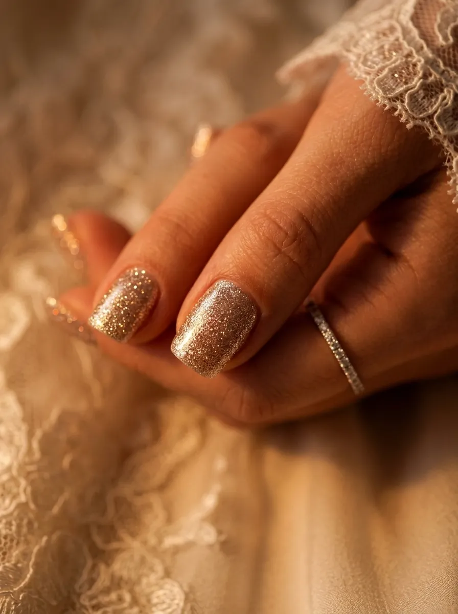 Champagne Glitter Nails