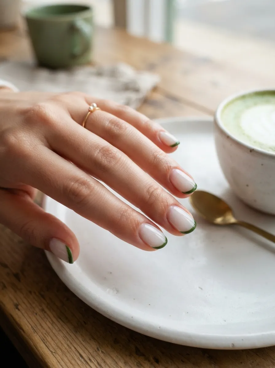 Matcha Green with Milky White Tips