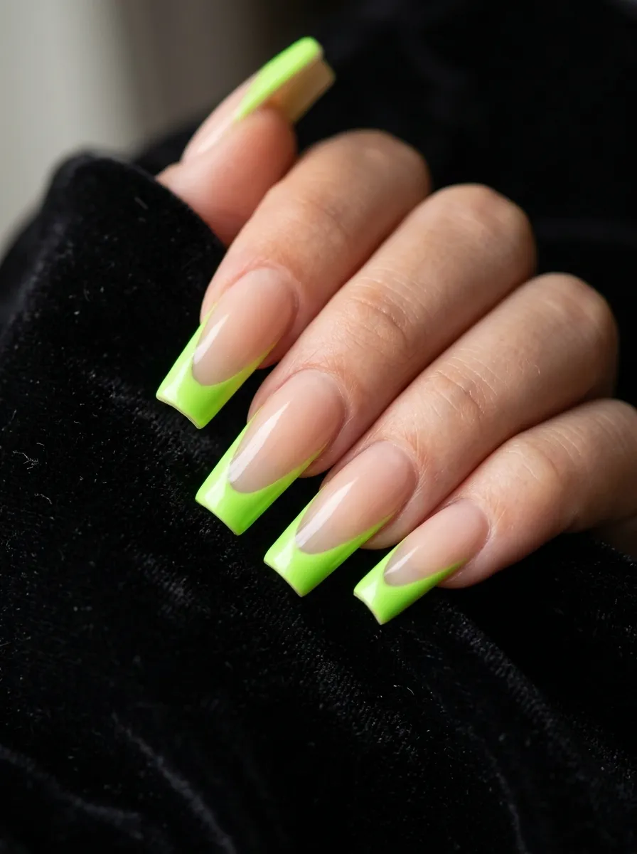 Neon Green French Tips