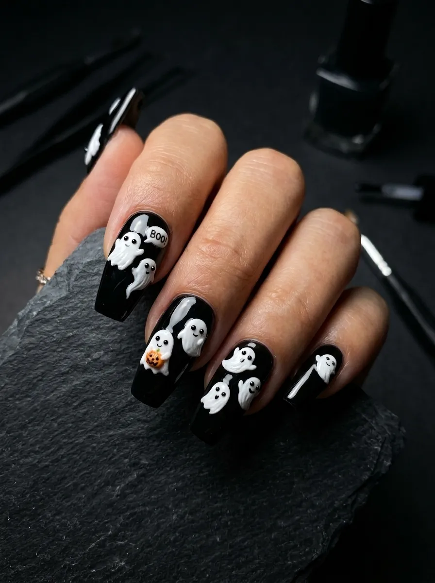 3D Ghost Nail Art