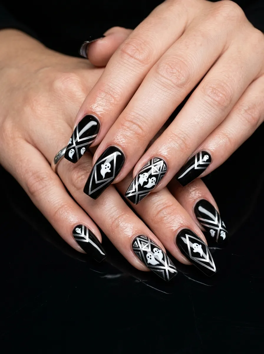 Ghost Nail Tape Art