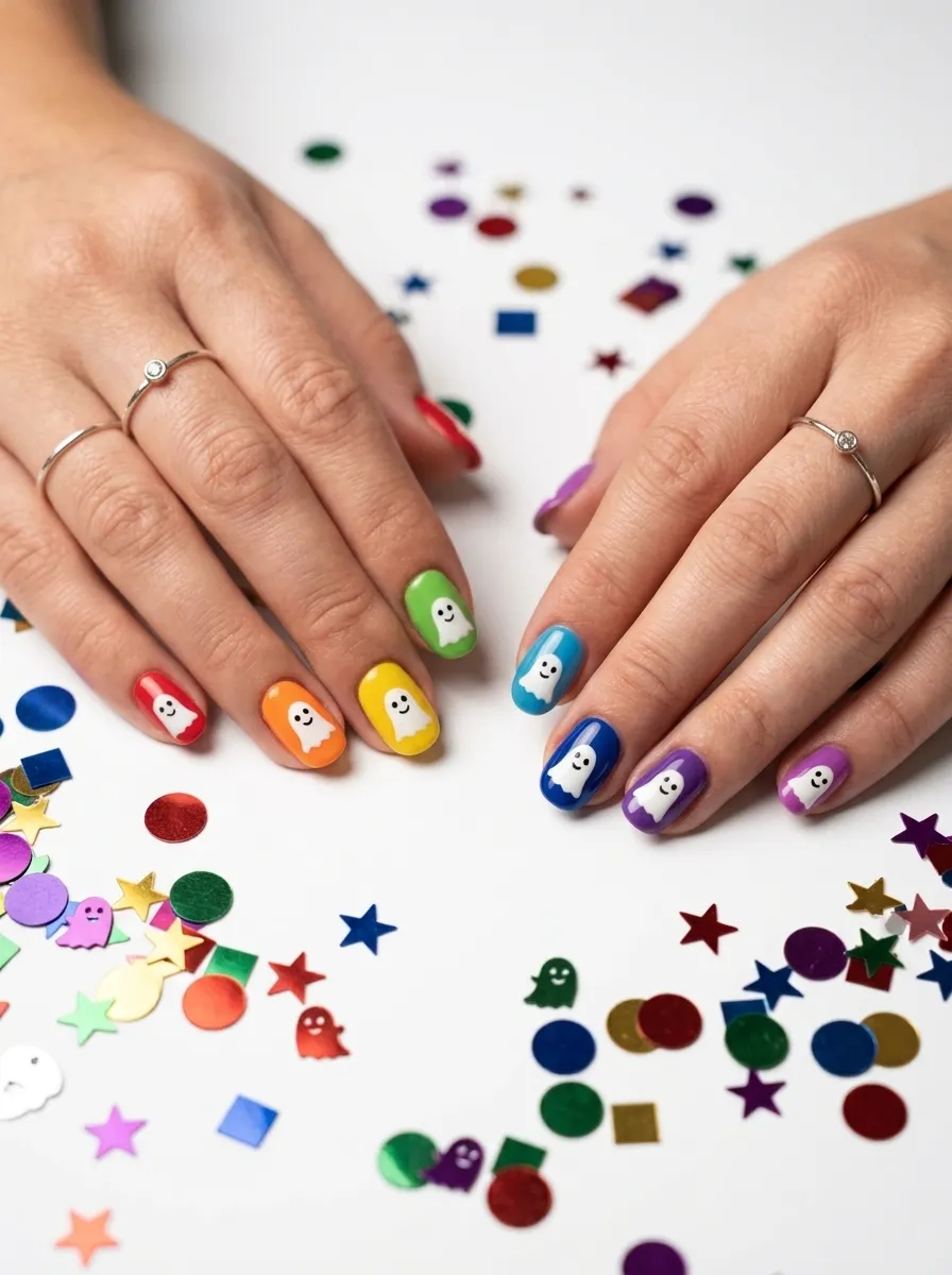 Rainbow Ghost Nails