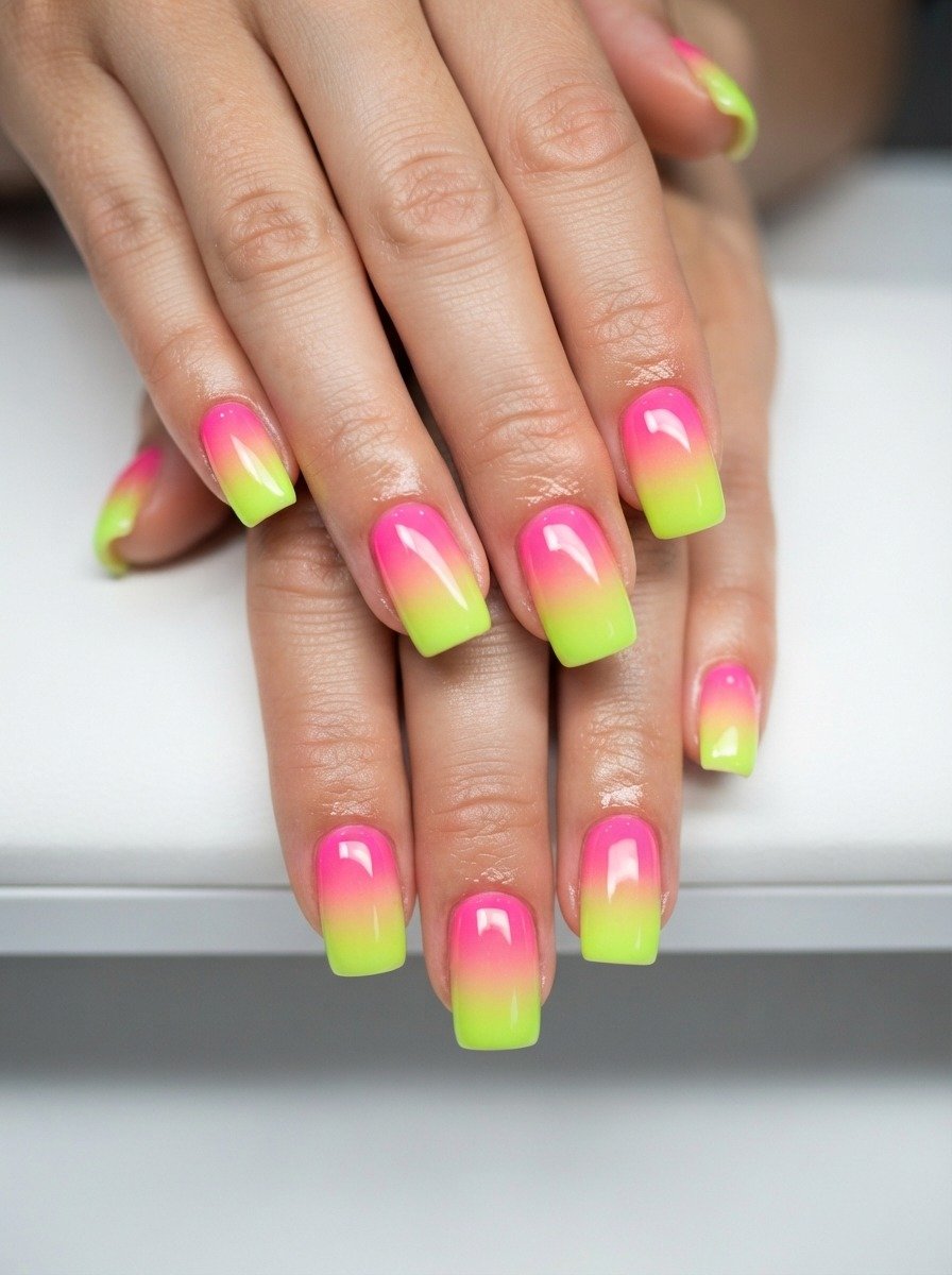 Hot Pink to Neon Lime Ombre