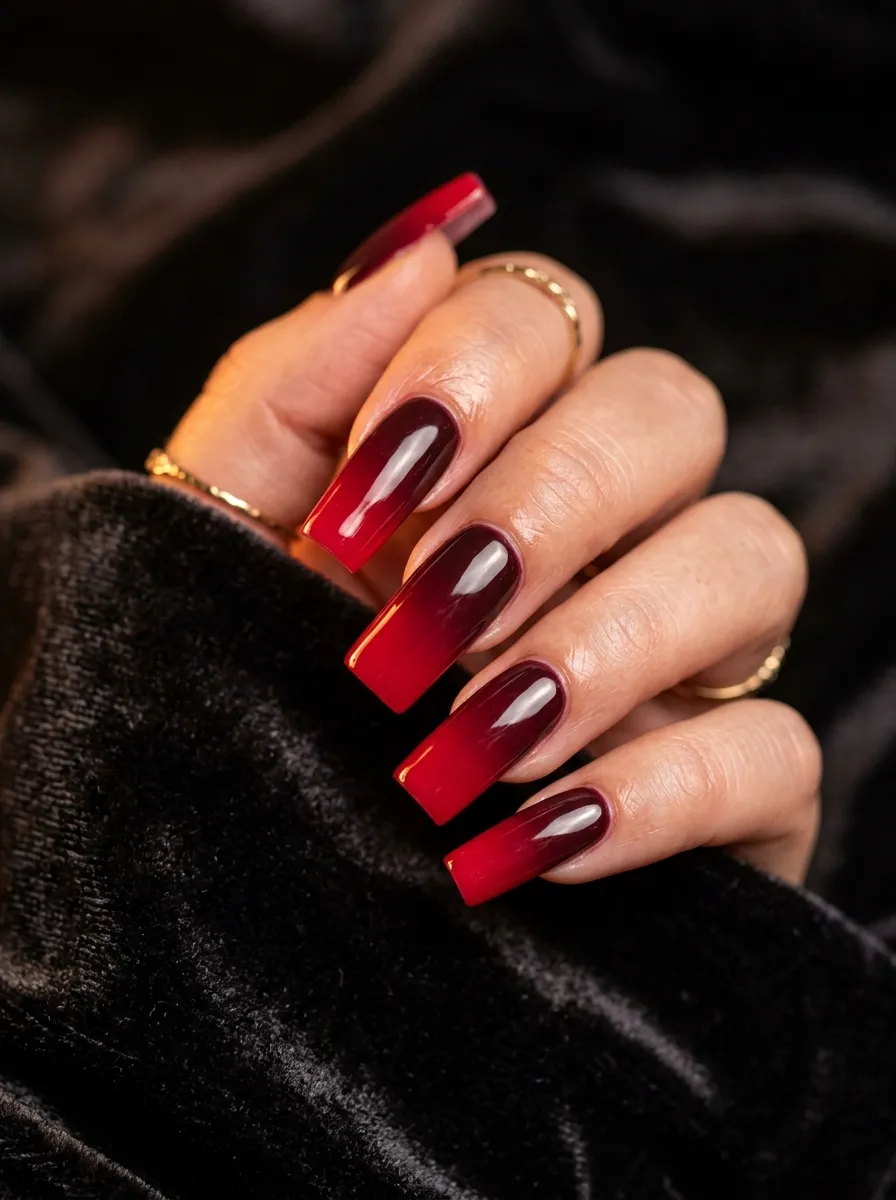Deep Burgundy to Cherry Red Fade