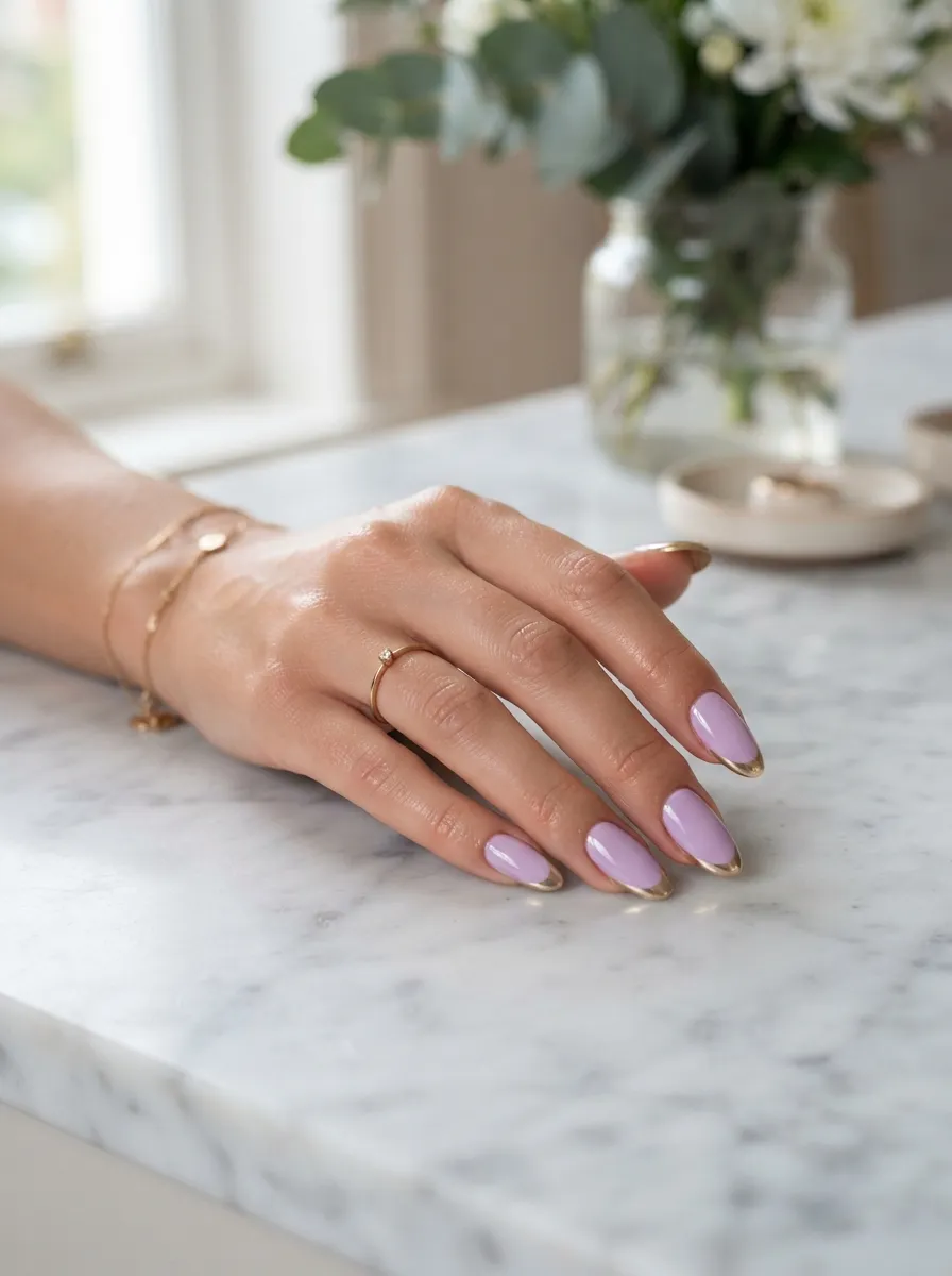 Gold Chrome French Tips on Purple Base