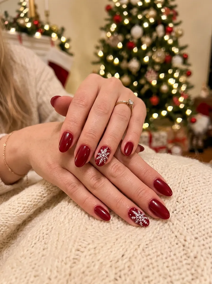 Red Winter Holiday Nails
