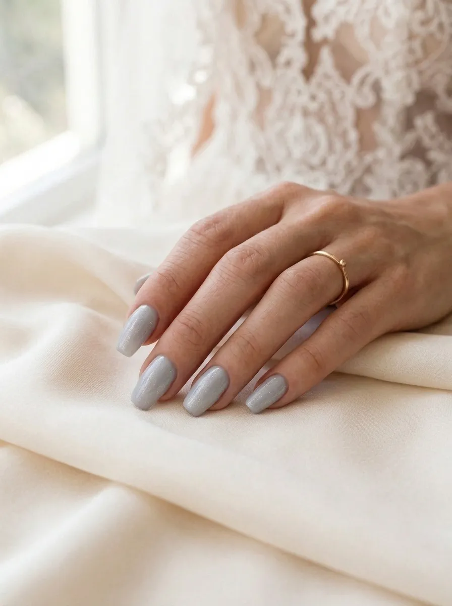 Soft Grey and Silver Nails