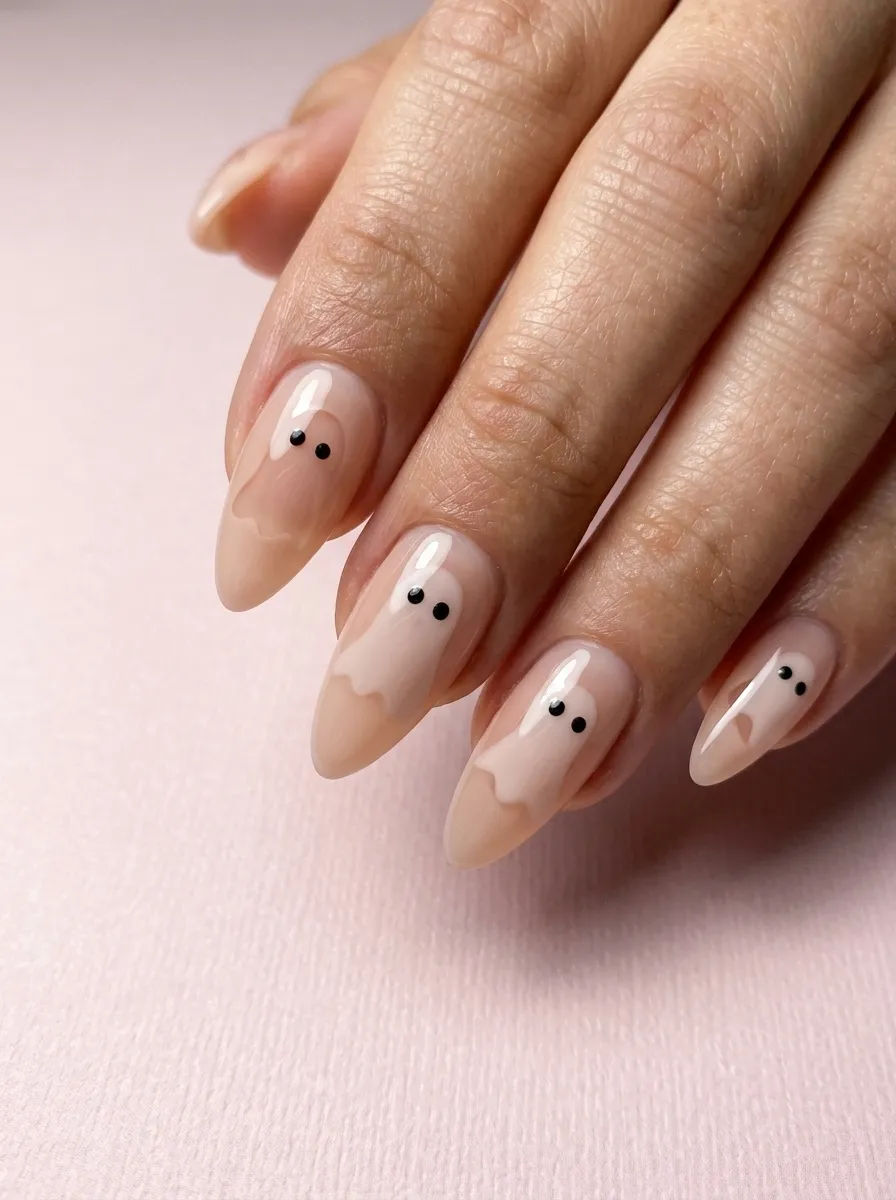 Ghost Eyes Negative Space Nails