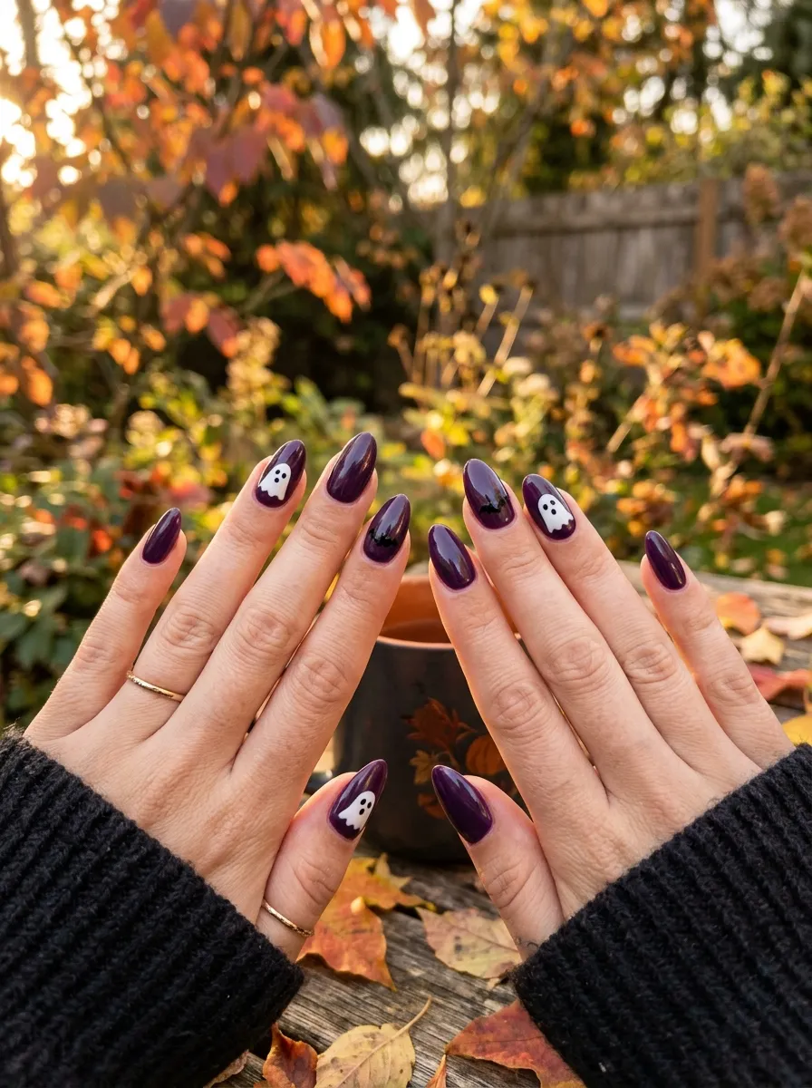 Ghost Nail Art with Bats