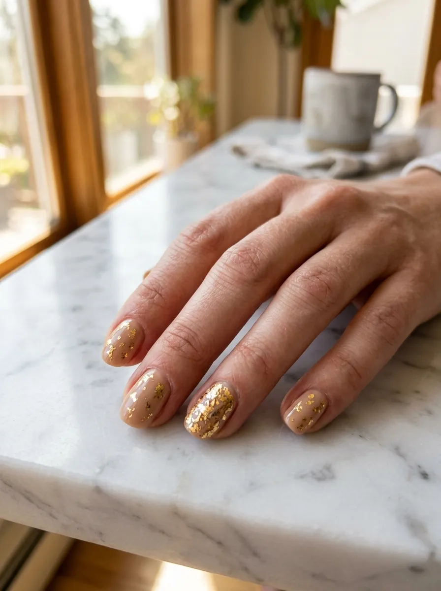 Nude with Gold Foil Accents