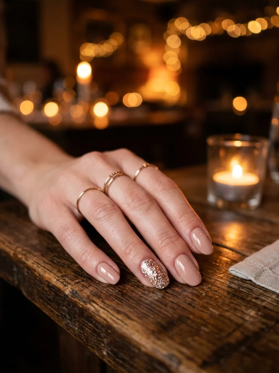 Sparkling Glitter Accent Nails