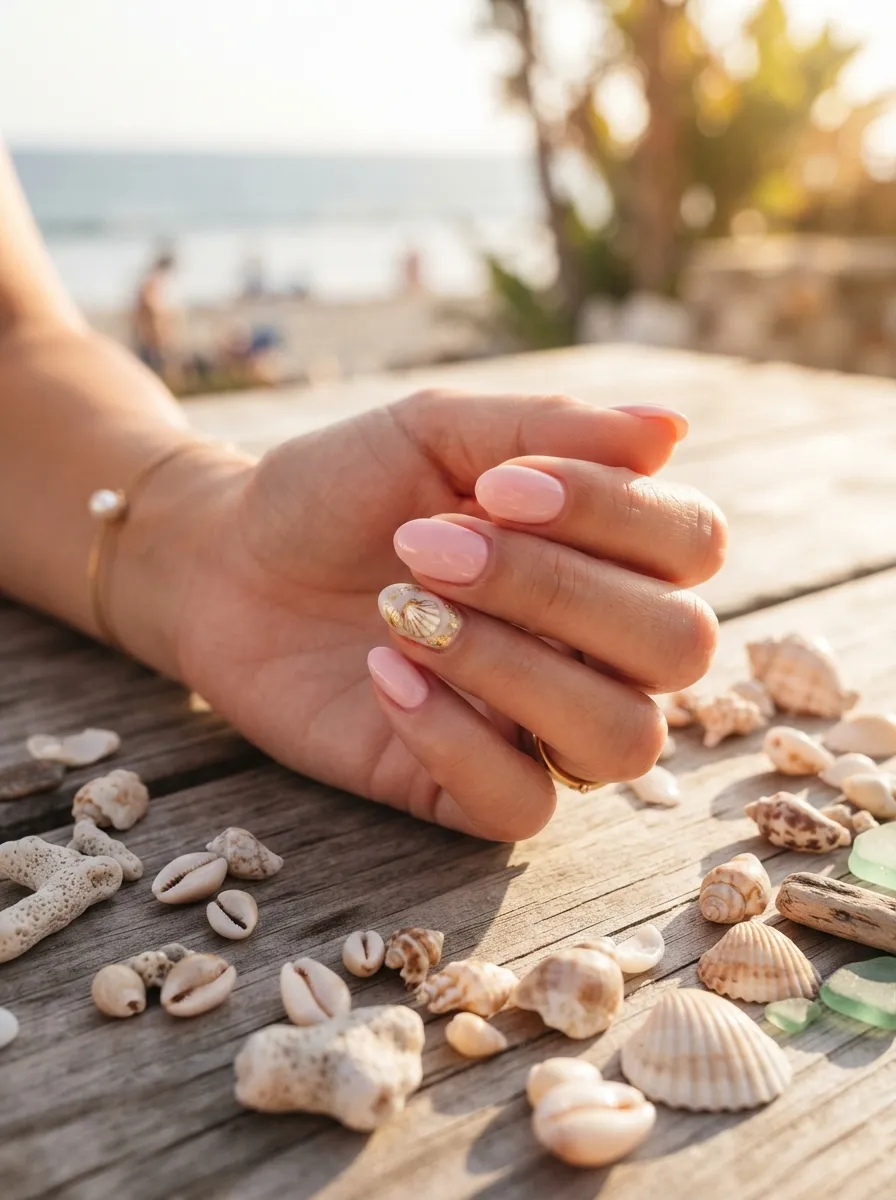 Seashell Accent Nails