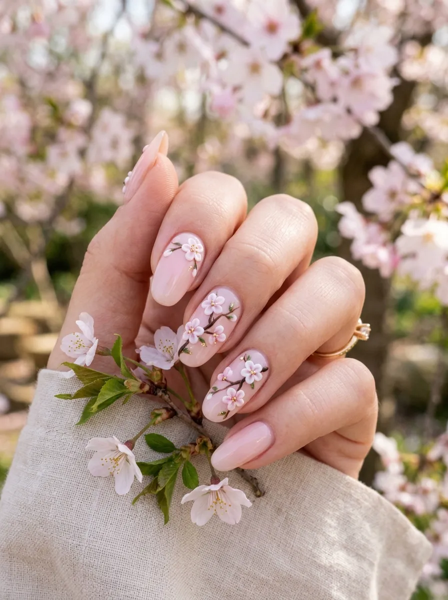 Cherry Blossom Petals in Pastel Pink