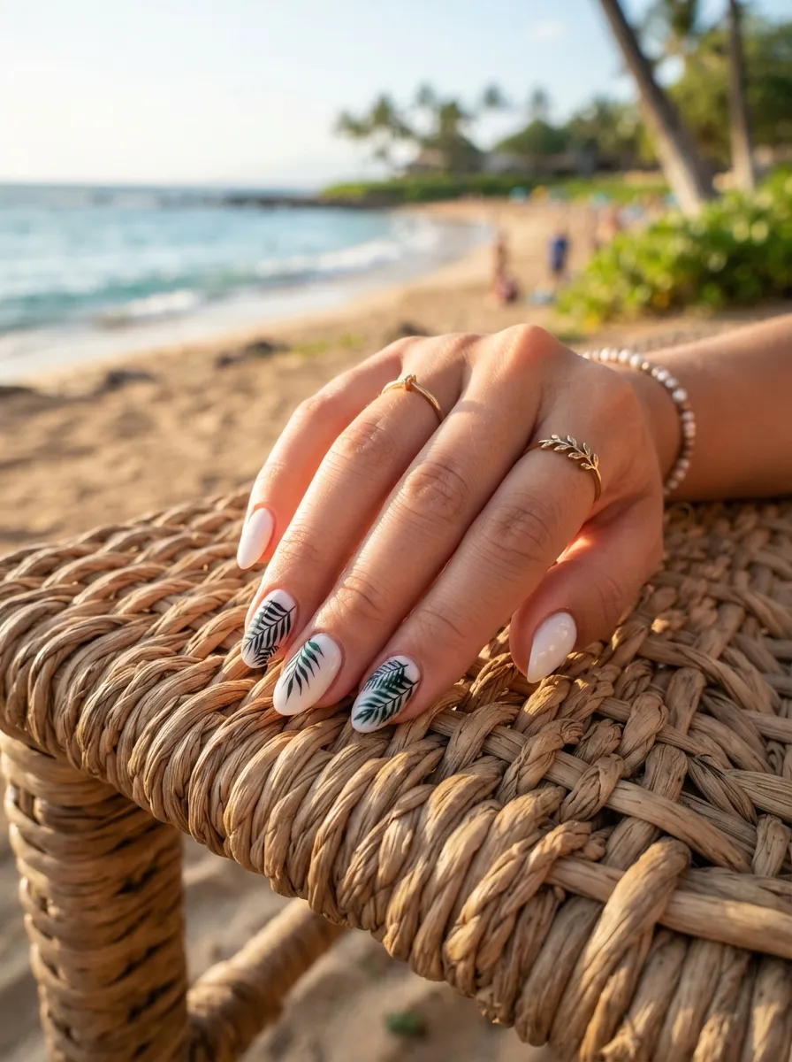 Palm Leaf Silhouette Nails