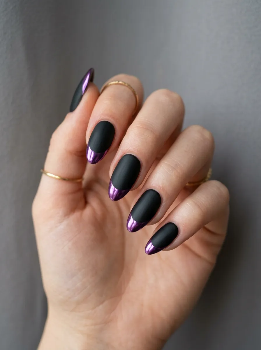Matte Black With Purple Chrome Tips